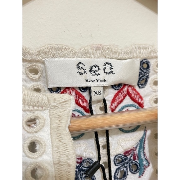 NWT Sea New York Women's Top Size XS Embroidered Flutter Sleeve Top - Picture 7 of 15